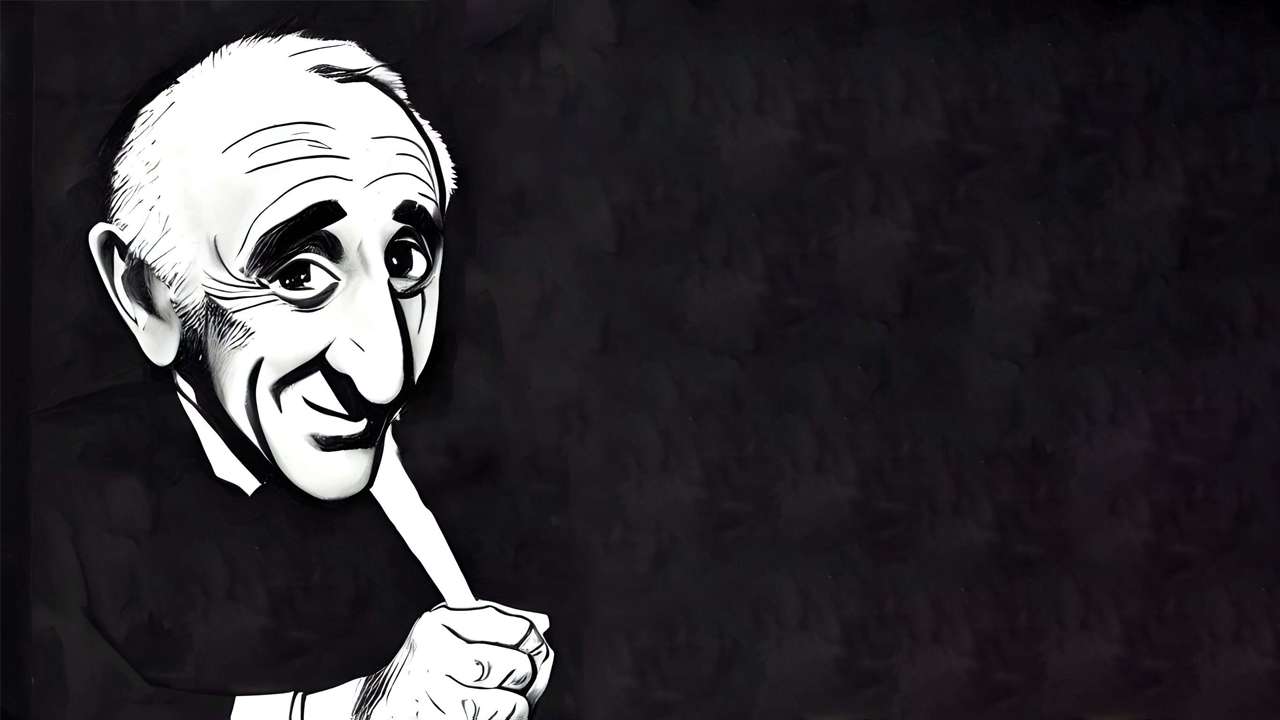 A drawing of Charles Aznavour