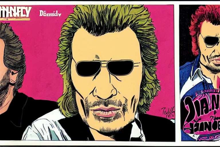 A drawing of Johnny Hallyday