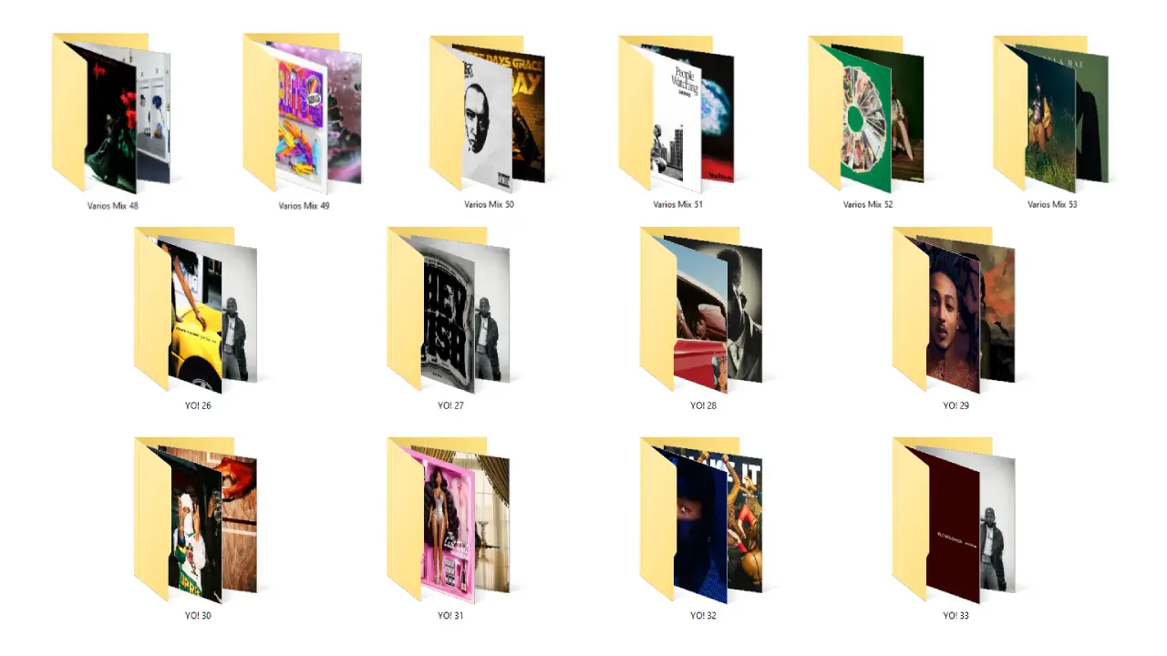 Carpetas del Explorador de Windows con la selección de canciones de 2024