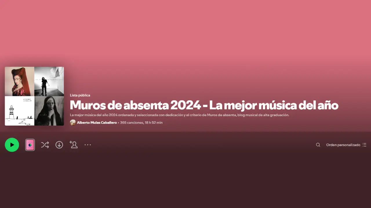 Portada de la lista de reproducción de Spotify con la música de 2024 elegida